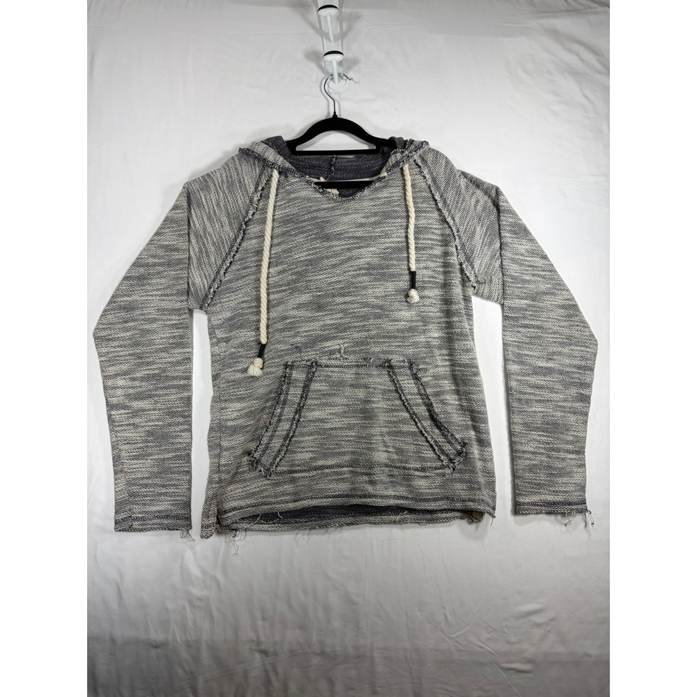 U.S. Vintage Hoodie Women Small Grey Space Dye Good Raw Edge Rope Drawstring